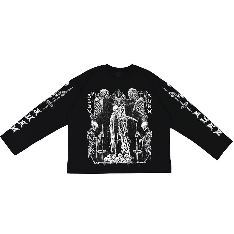 Longsleeve Boxy Heavyweight "The Reaper" Black - Kaos Skena Lengan Panjang By: Slowburn.id