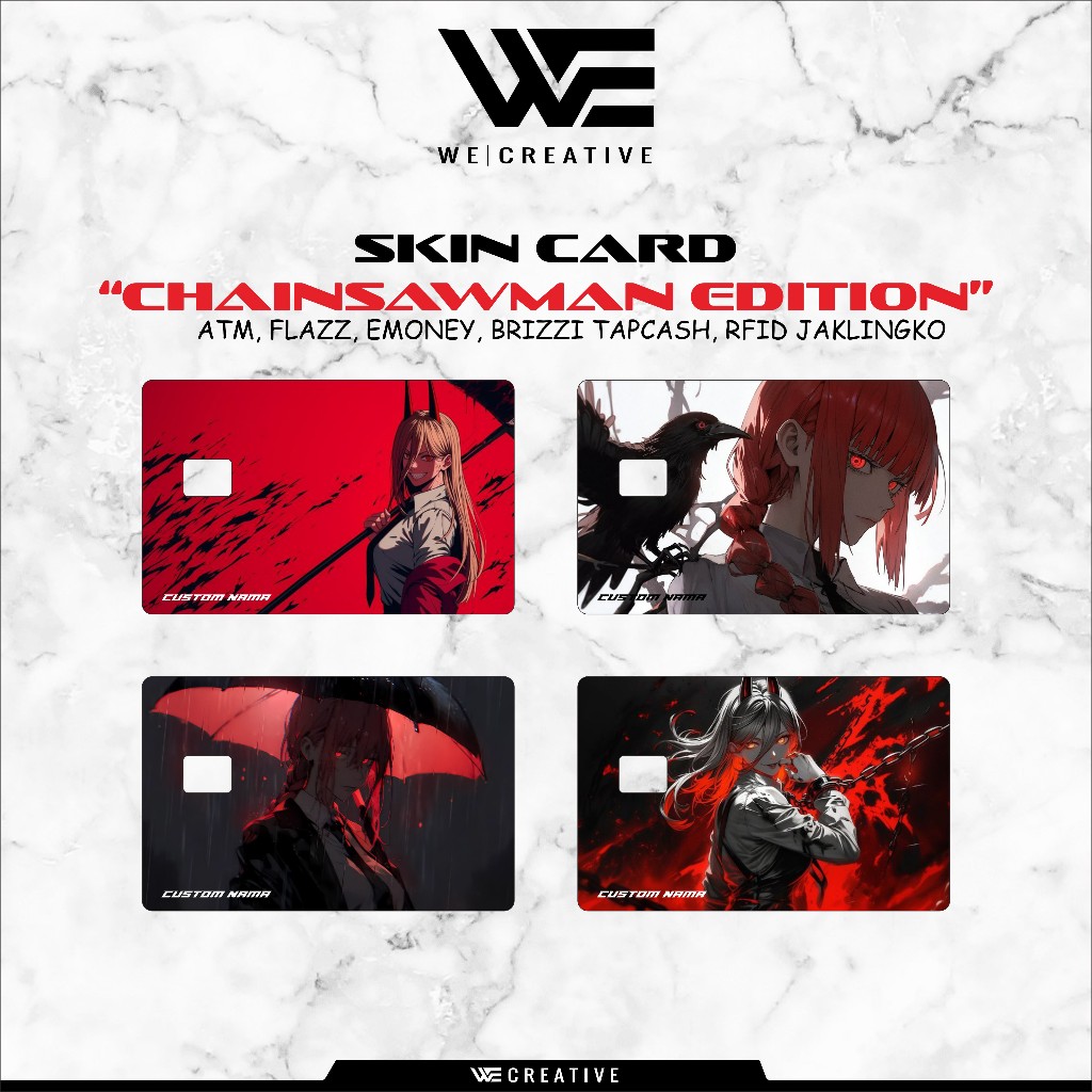 

Sticker Kartu ATM Skin Card Stiker E-Toll -Chainsawman Edition