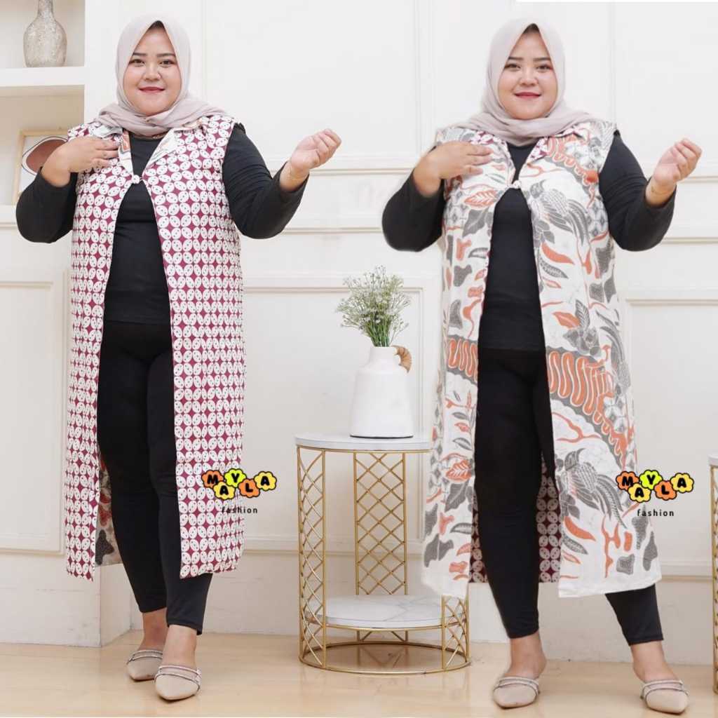 Outer Batik Wanita Jumbo Motif Bolak Balik Cardigan Batik Wanita Modern Blazer Batik Jumbo