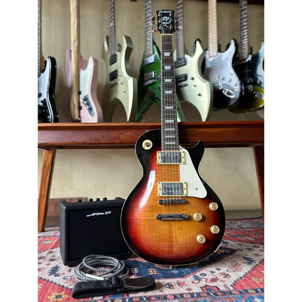 Paketan Gitar Listrik Les paul Shakira Sunbrust Color