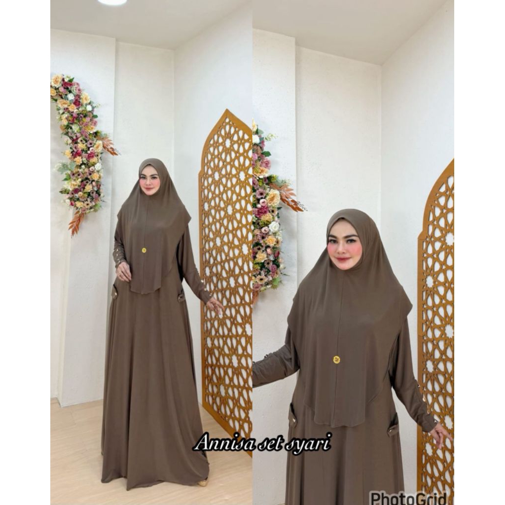 ANNISA SET SYARI ORI JERSEY KOREA IMPORT GAMIS BUSUI POLOS