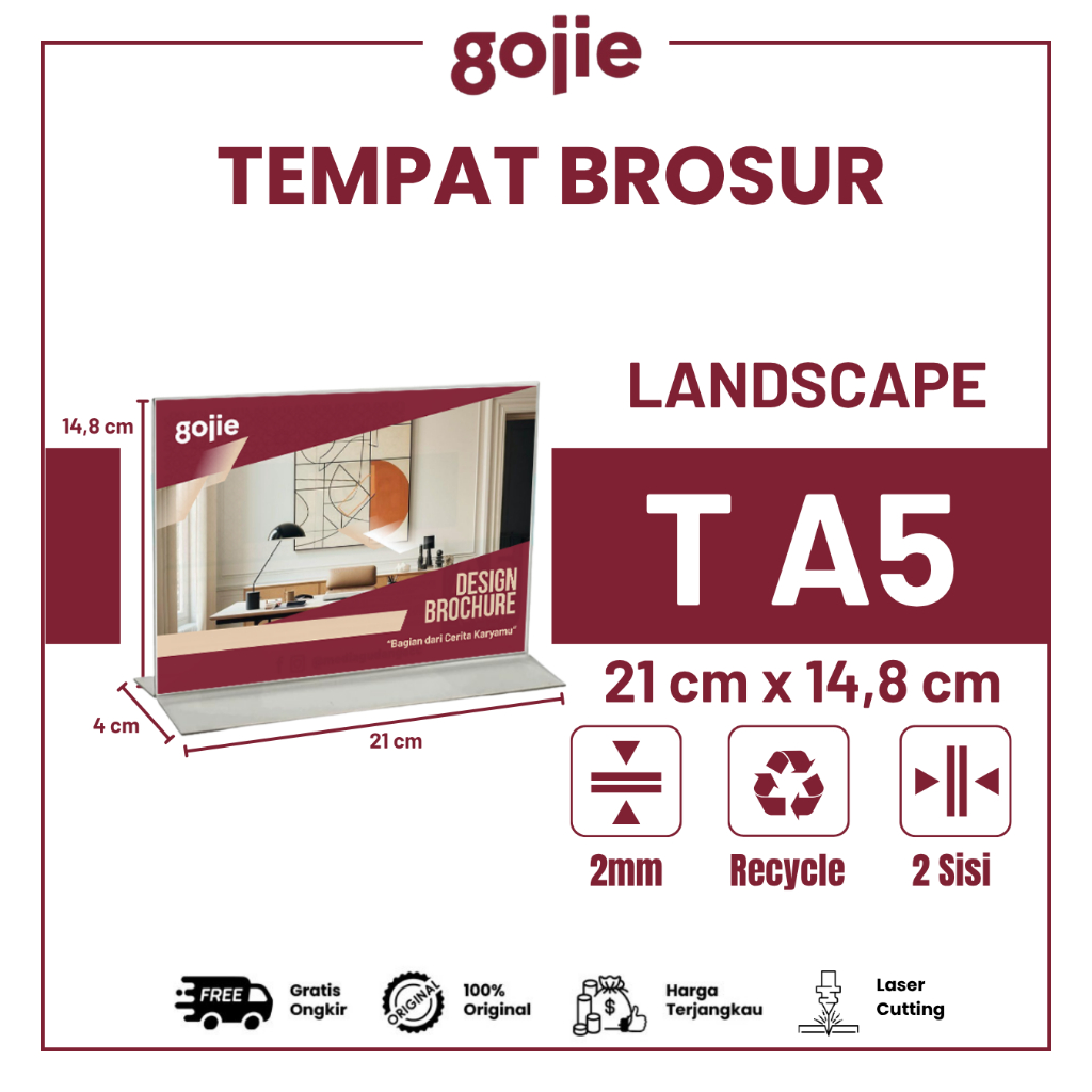

TEMPAT BROSUR AKRILIK l TENT CARD AKRILIK T A5 LANDSCAPE l MIN PEMBELIAN 2PCS