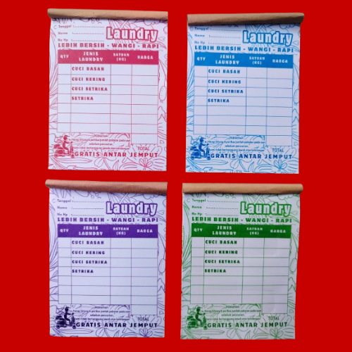 

NOTA LAUNDRY motif ANTARJEMPUT 1 ply / 1 rangkap warna warni