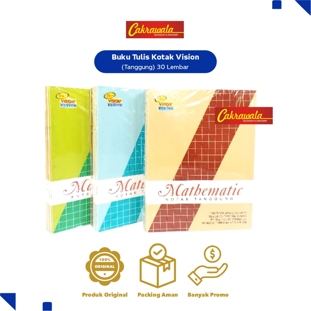 

VISION Buku Kotak Tanggung Isi 30 Lembar | 1 Pack Isi 10 Buku | Buku Tulis Kotak Matematika