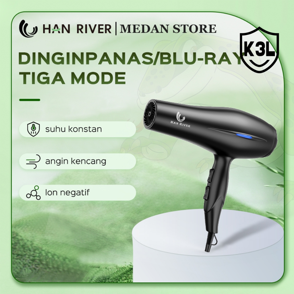 [Dikirim dari Medan]HAN RIVER Hair Dryer 800W Pengering Rambut Ion Negatif