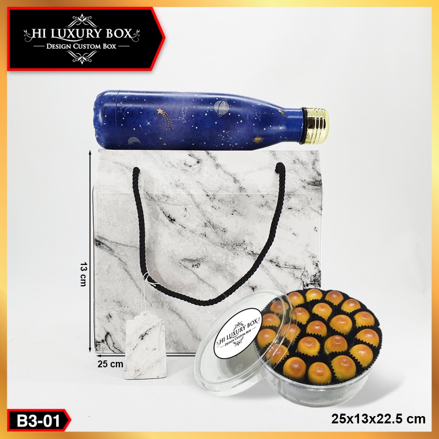 

Hiluxurybox - Gable Box - Dus Souvenir Packaging Motif Marble - B3-01