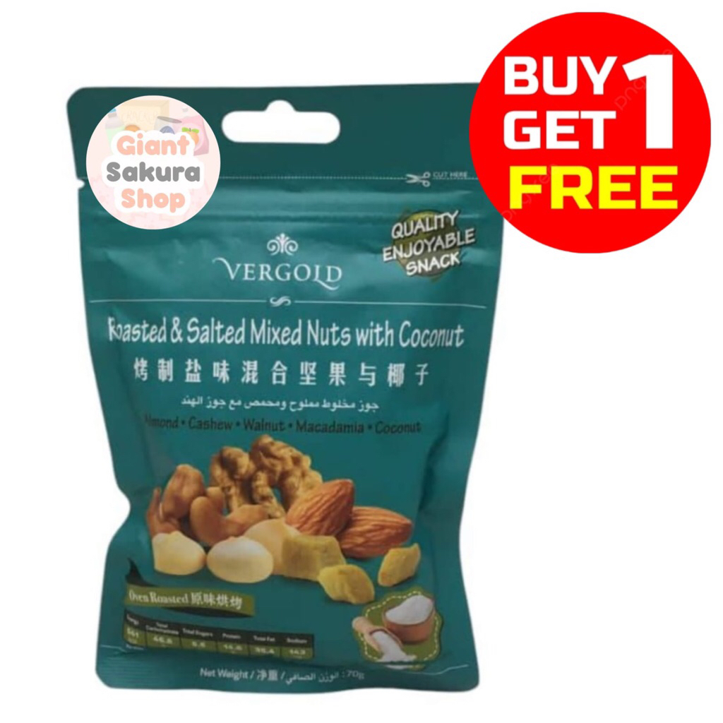 

Vergold Roasted & Salted Mixed Nuts with Coconut / cemilan impor / snack / kacang