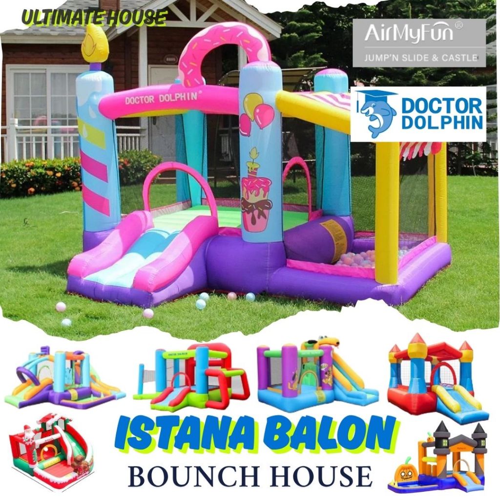 Mainan Rumah Istana Balon Bouncy Castle Balloon Bouncer Balon Happy Birthday Istana Balon Perosotan 