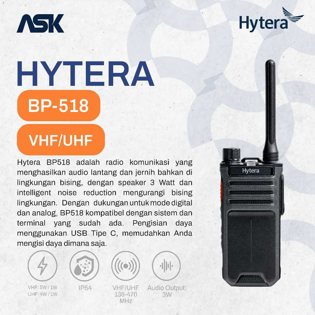 Handy Talky BP518 HYTERA / HT BP 518 HYT