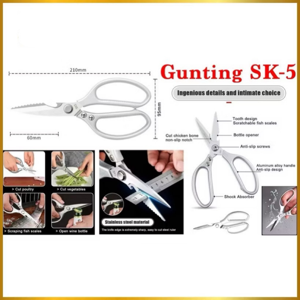 Gunting Dapur SK-5 Jepang Gunting Dapur Tajam Stainless Super Kuat Serbaguna