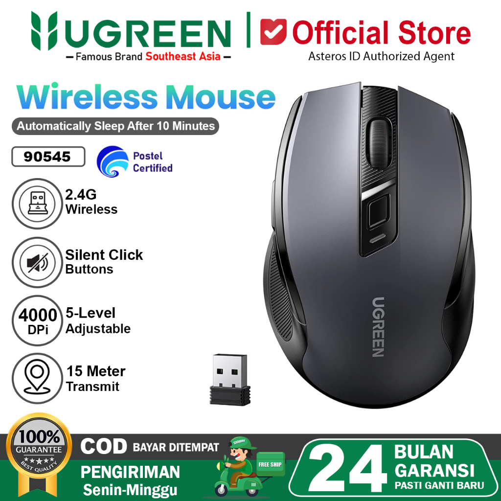 UGREEN Mouse Gaming Wireless Silent Click 4000 DPI 2.4G 90545
