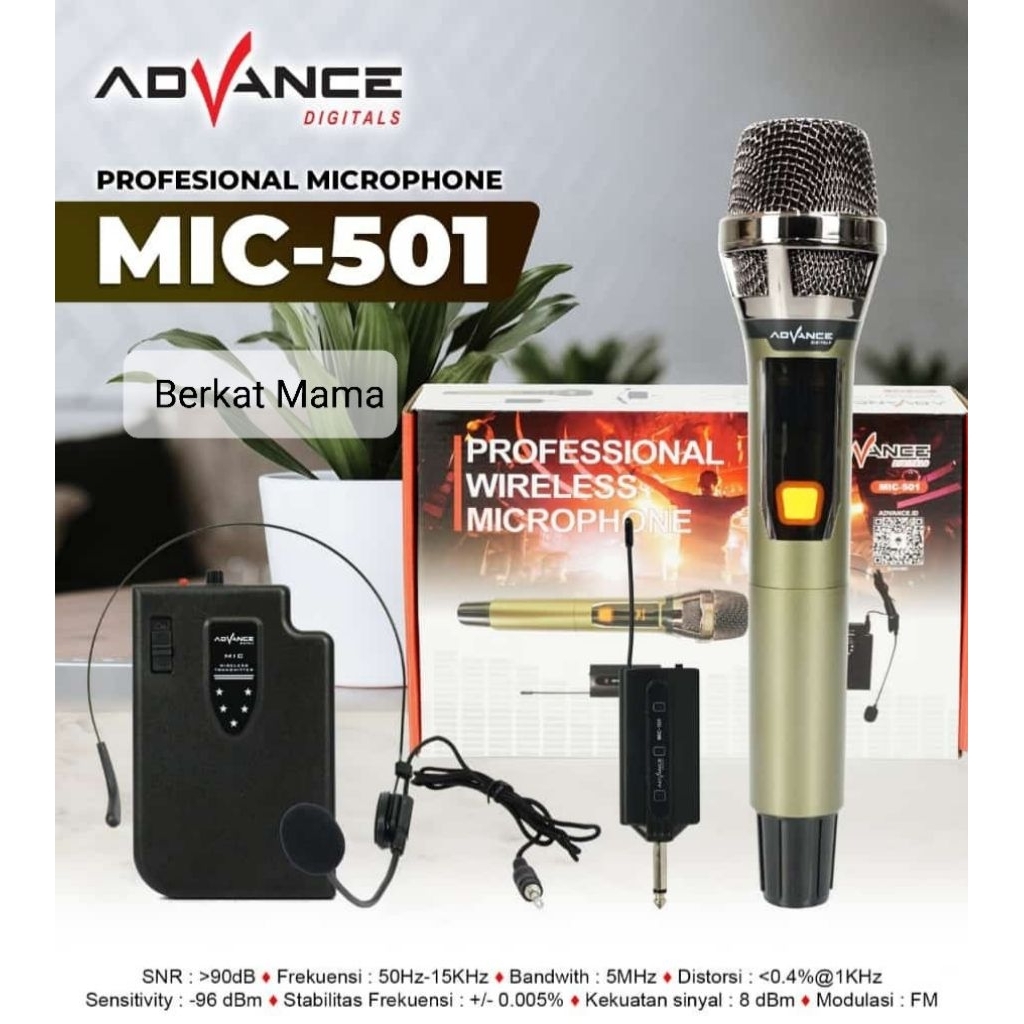 Mic Jepit + Tangan (Wireless) Advance MIC-501 Microphone
