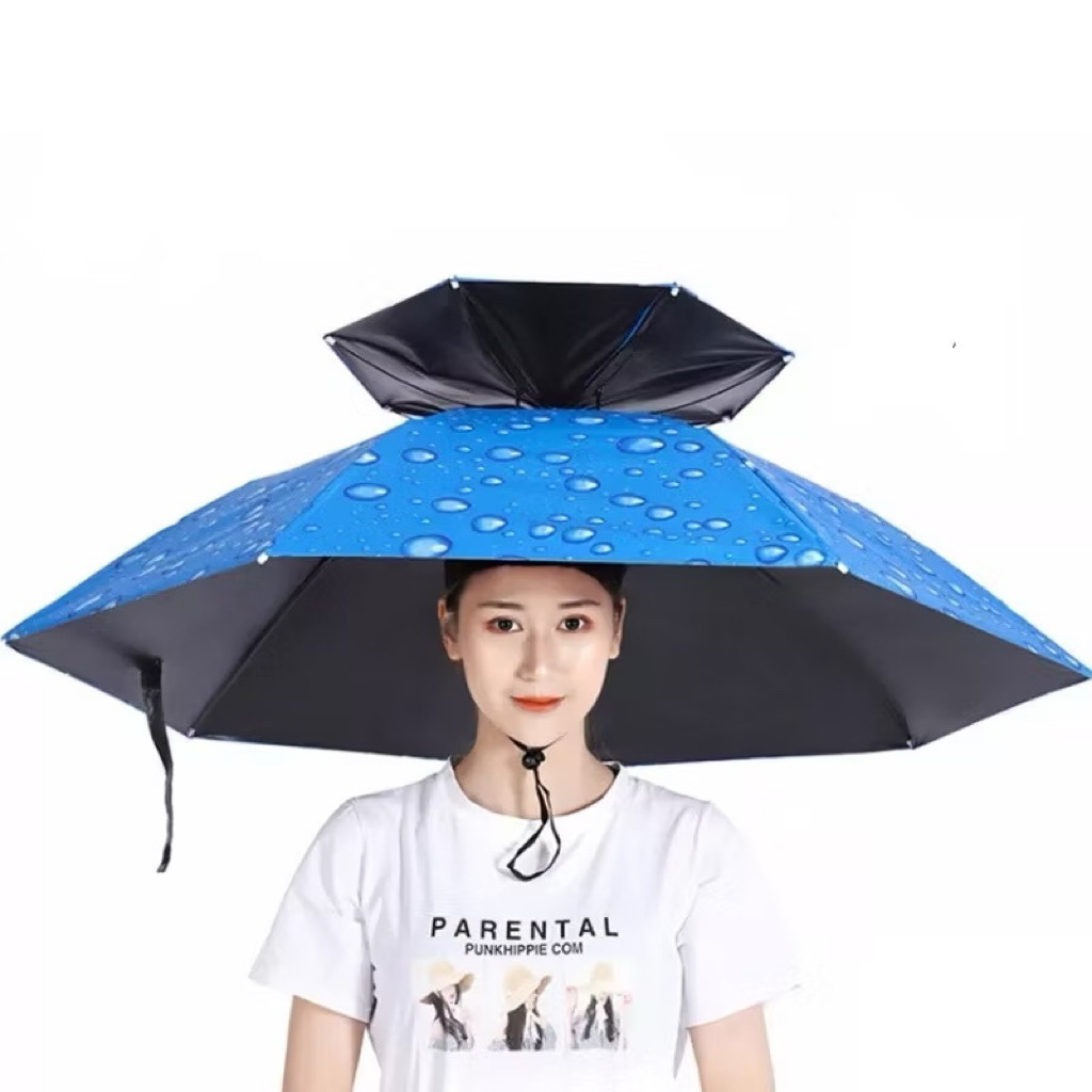 Payung Topi Kepala Diameter 80Cm - Topi Payung Mancing Outdoor Payung kepala Besar