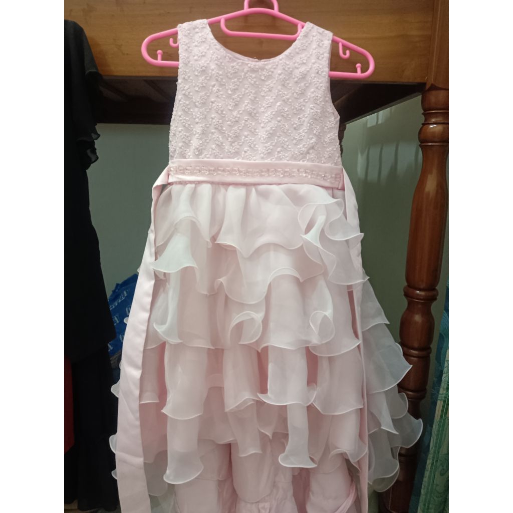 dress pesta pink organza