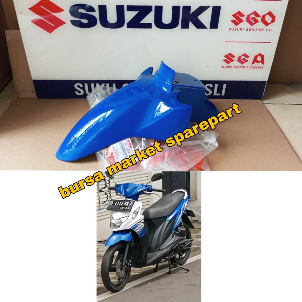 spakbor depan Suzuki Nex karbu/injeksi biru tua YNL original