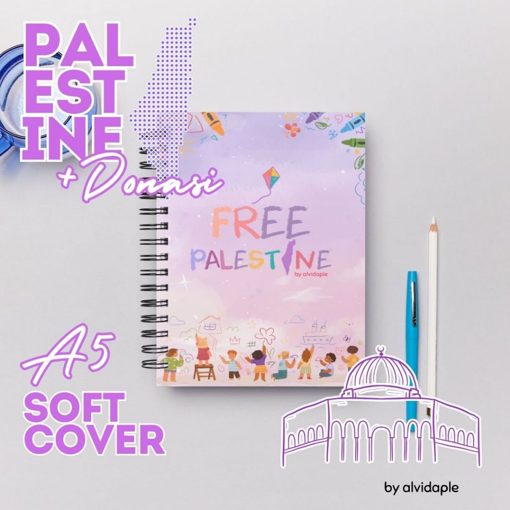 

Note Book Soft Cover A5 Free Palestine Palestina Pink Sky By alvidaple