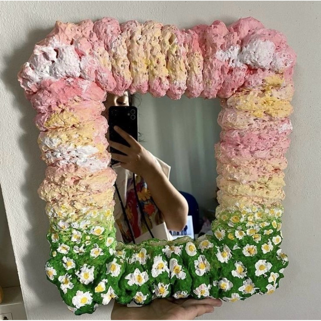 cermin kaca foam mirror foam kaca aesthetic mirror selfie cermin  hias cermin hampers cermin custom 