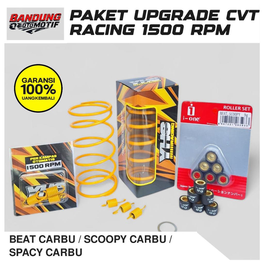Paketan Kirian Cvt 1500 Rpm Full Set Beat Karbu Scoopy Karbu Spacy Karbu + Roller dan Per Sentri Yhs