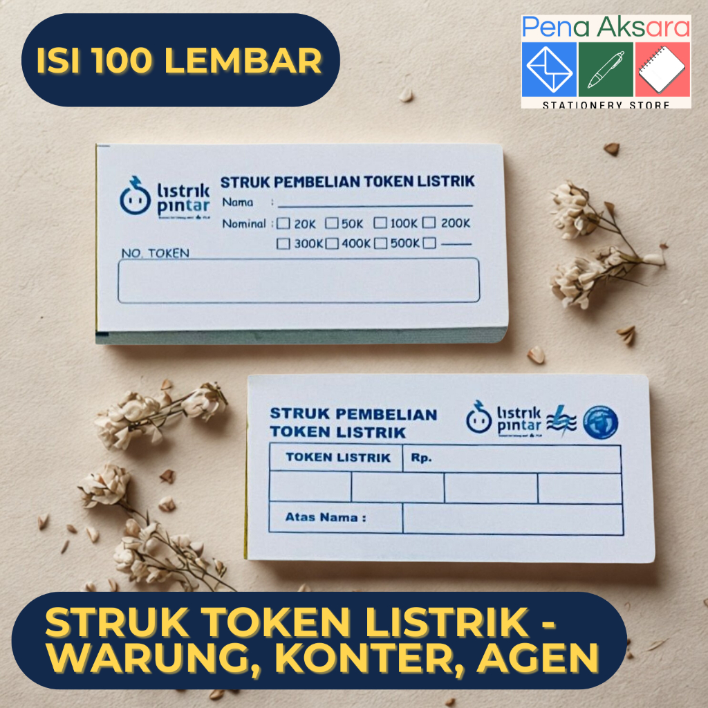 

Struk Pembelian Token Listrik – Isi 100 Lembar | Nota Token Listrik Pintar Warung Konter Agen