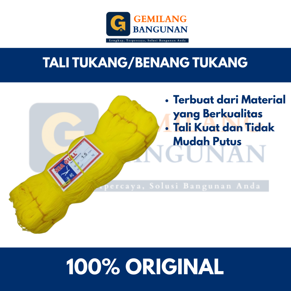 [20 PCS] Tali Tukang / Benang Tukang Kuning Diameter 1 MM dan 1.5 MM / Benang Nylon / Tali Nylon / T
