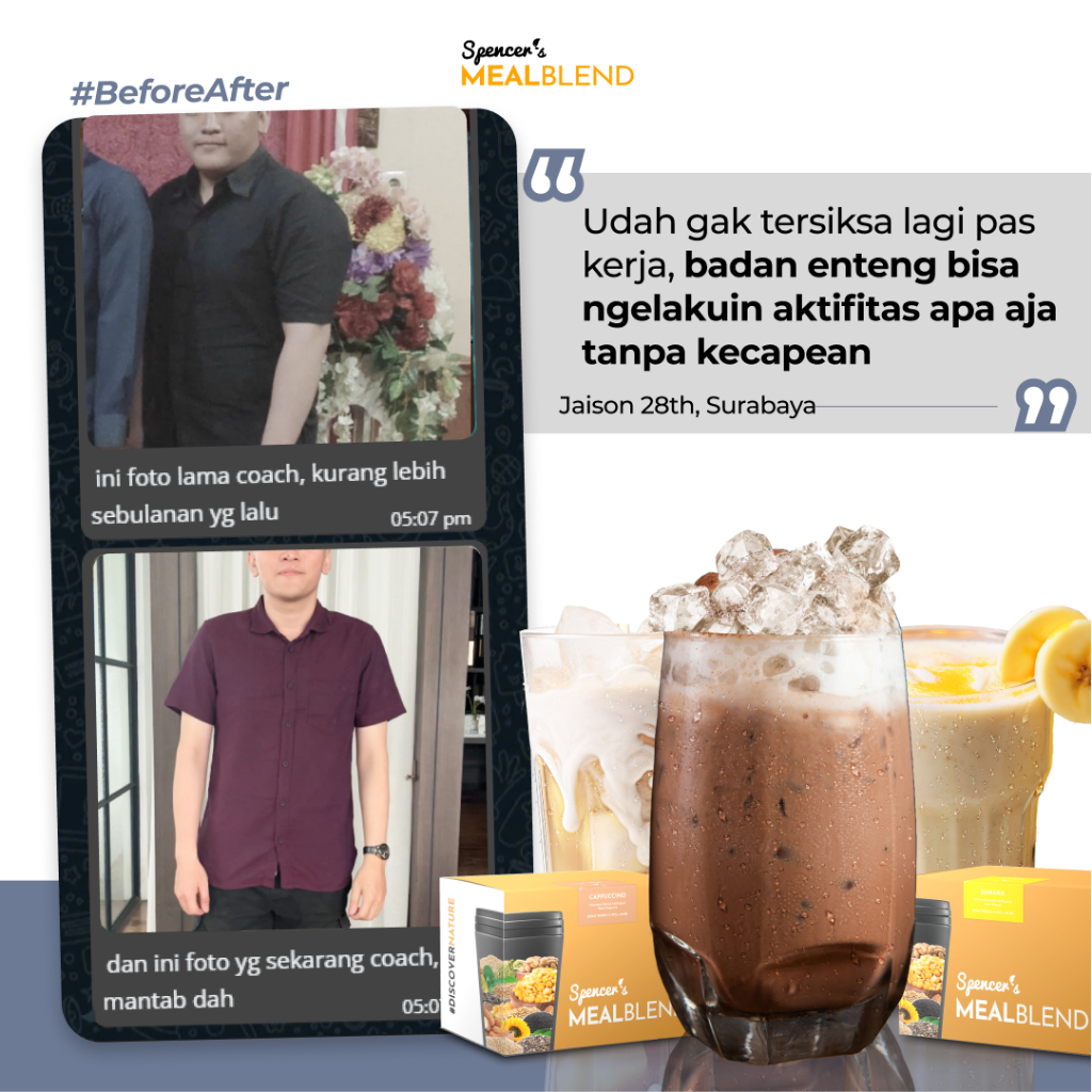 

Spencer's MealBlend - Makanan Pengganti Bantu Turun Berat Badan Rendah Kalori Tinggi Serat