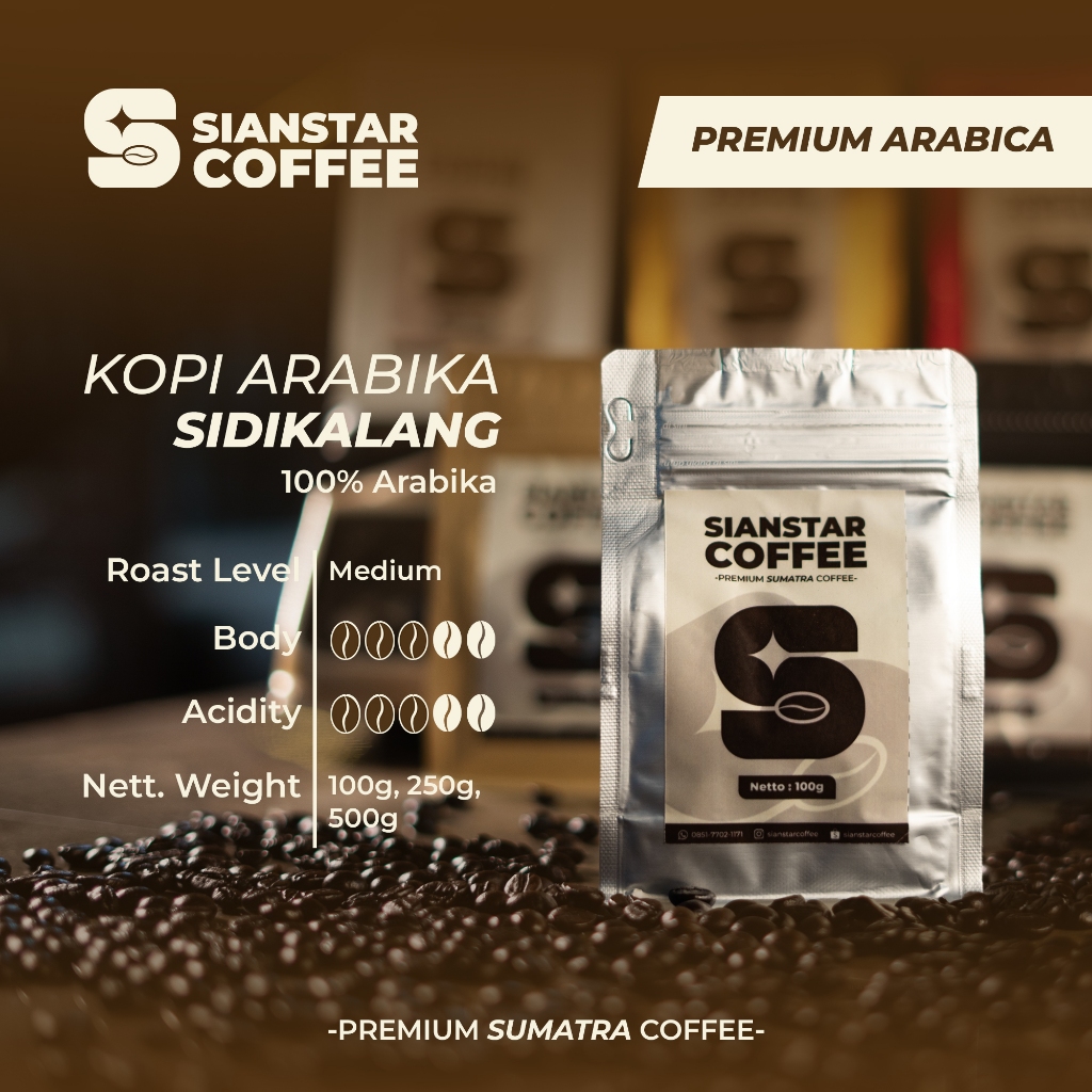 

Sianstar Coffee - Arabika Sidikalang Biji Bubuk 100% Arabika