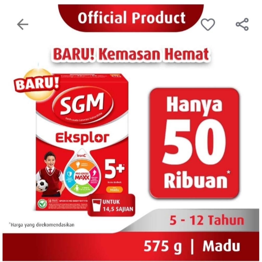 

Sgm Eksplor 5 Pro-Gressmaxx Susu Pertumbuhan Madu 575G