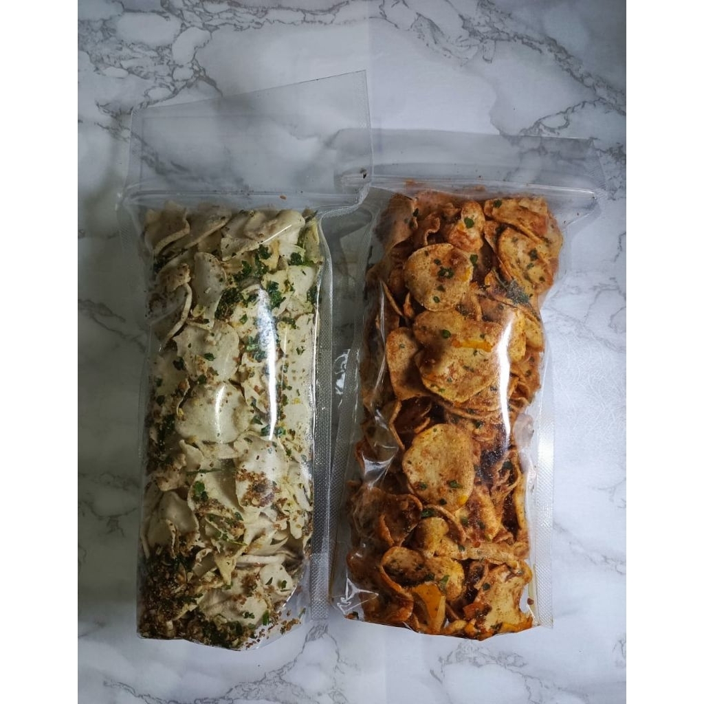 

Basreng Kripik Basreng pipih Basreng Koin Pedas Manis Daun Jeruk