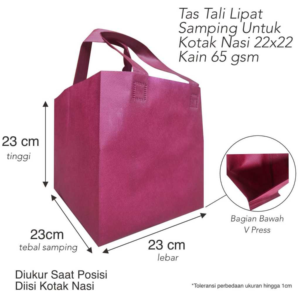 

( Harga Per PCS ) Tas Box Dus pres 22x22 | Tas Kotak Nasi | Tas Box Hajatan | Tas tempat Kue