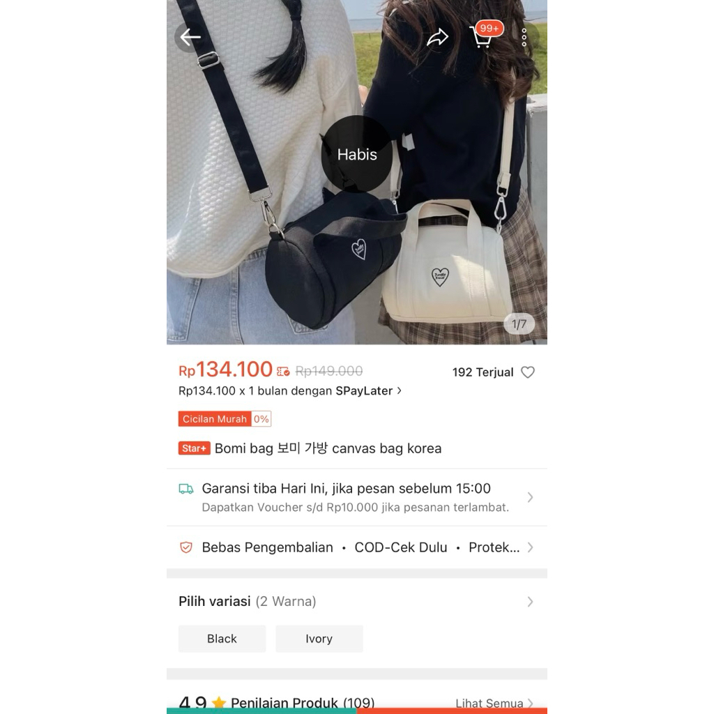 preloved bomi bag canvas bag korea jungiekhouse