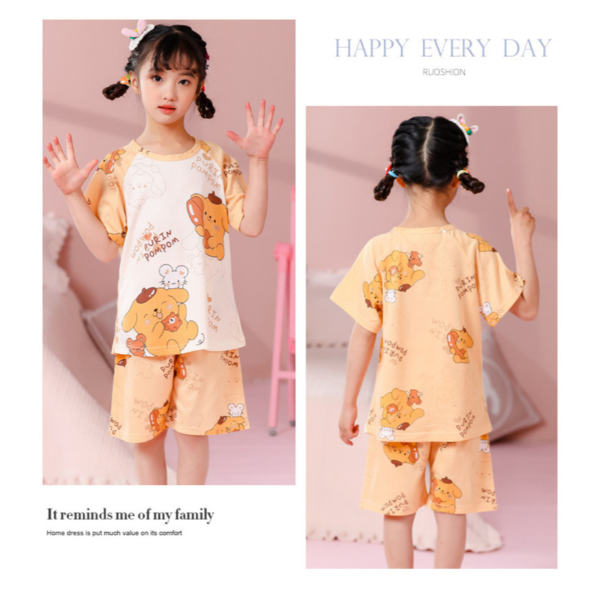 Baju Tidur Anak Motif Sanrio / Baju Sanrio / Baju Pompompurin / Piyama Anak Pompompurin