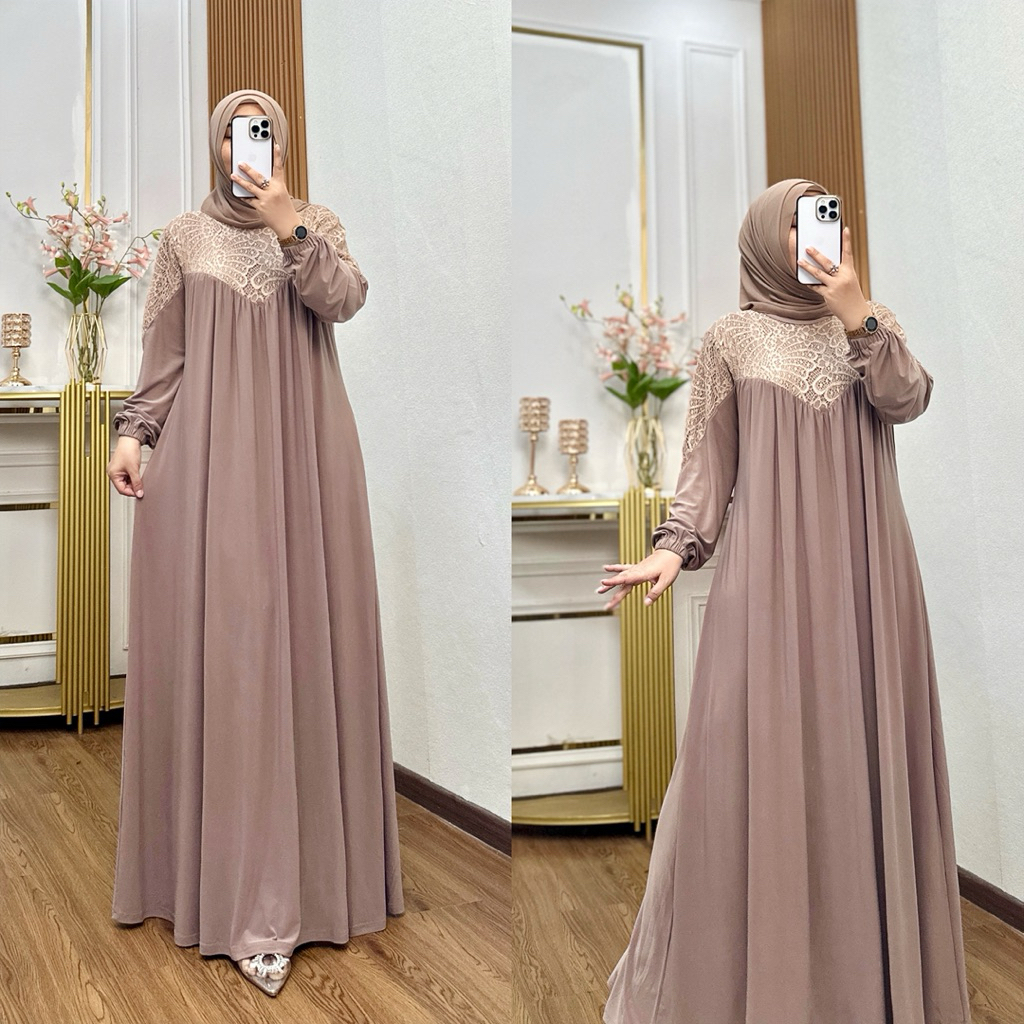Gamis Hagia Dress Premium Bahan Adem Jatuh dan Mewah