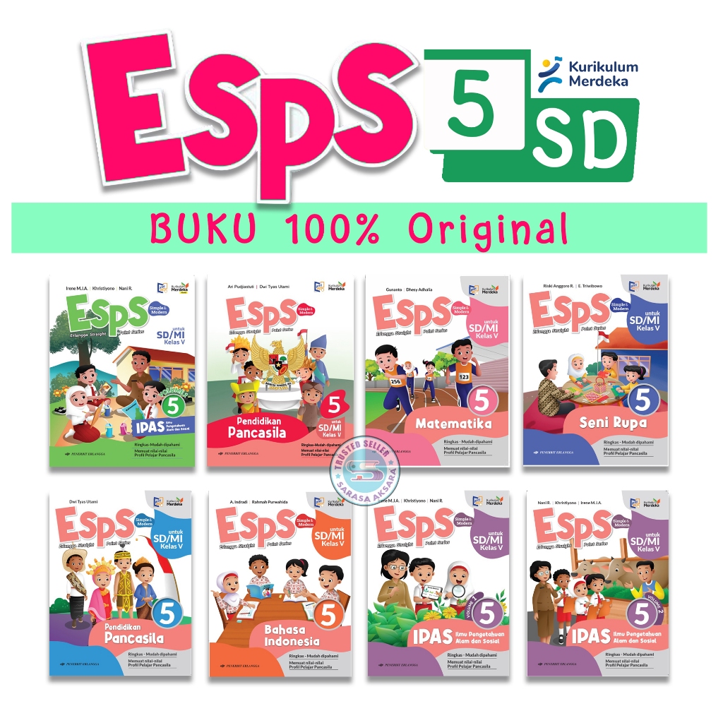 Buku ESPS IPAS Sd/Mi Kelas 5 - ESPS Matematika Bahasa Indonesia Revisi Kurikulum Merdeka Erlangga