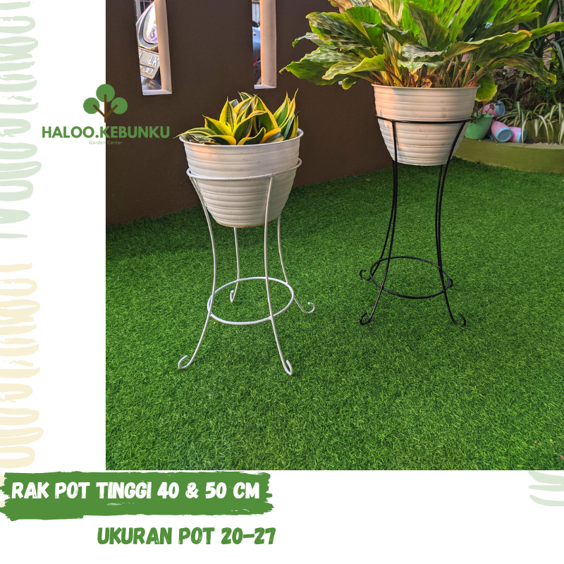 HK Rak Pot Bunga Cantik tinggi 50 cm Standing Besi Pot ukuran 20-27
