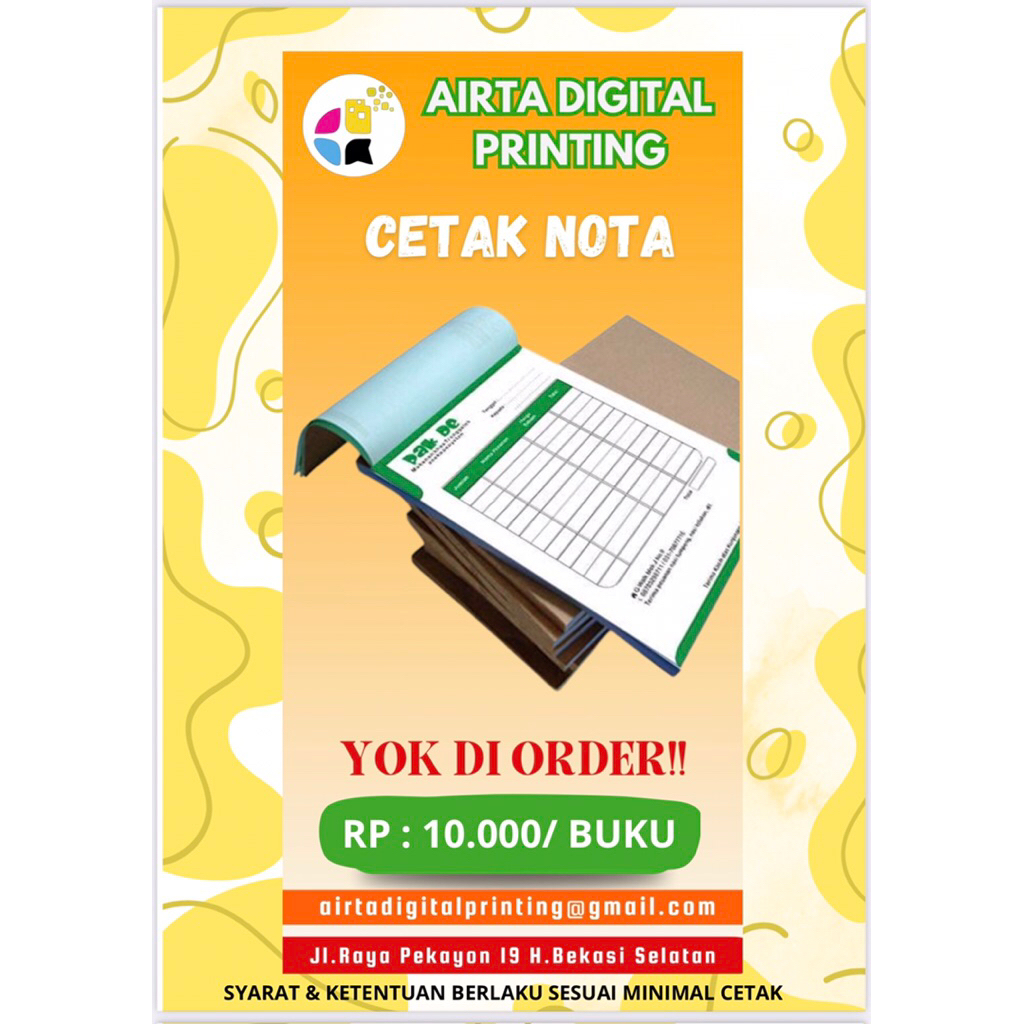 

Cetak Nota/Buku Murah berkualitas (Nota Kontan per 1pcs)