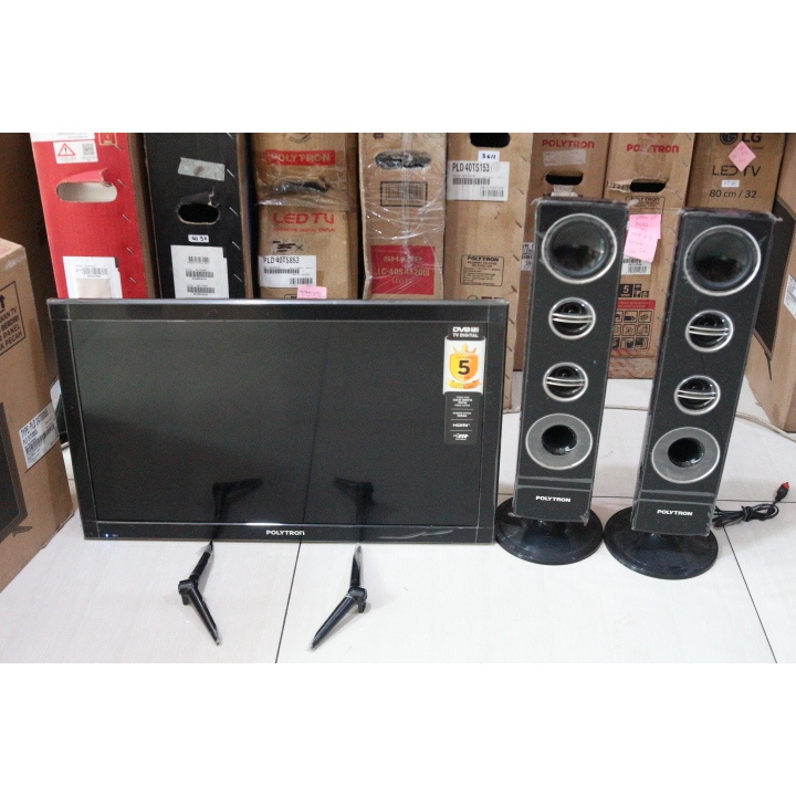 TV SECOND POLYTRON 24 INCH DIGITAL TV HDMI USB KONDISI NORMAL 4845F