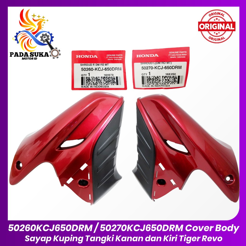 Cover Body Sayap Kuping Tangki Set Kanan dan Kiri Honda Tiger Revo Warna Merah 50260KCJ650DRM / 5027