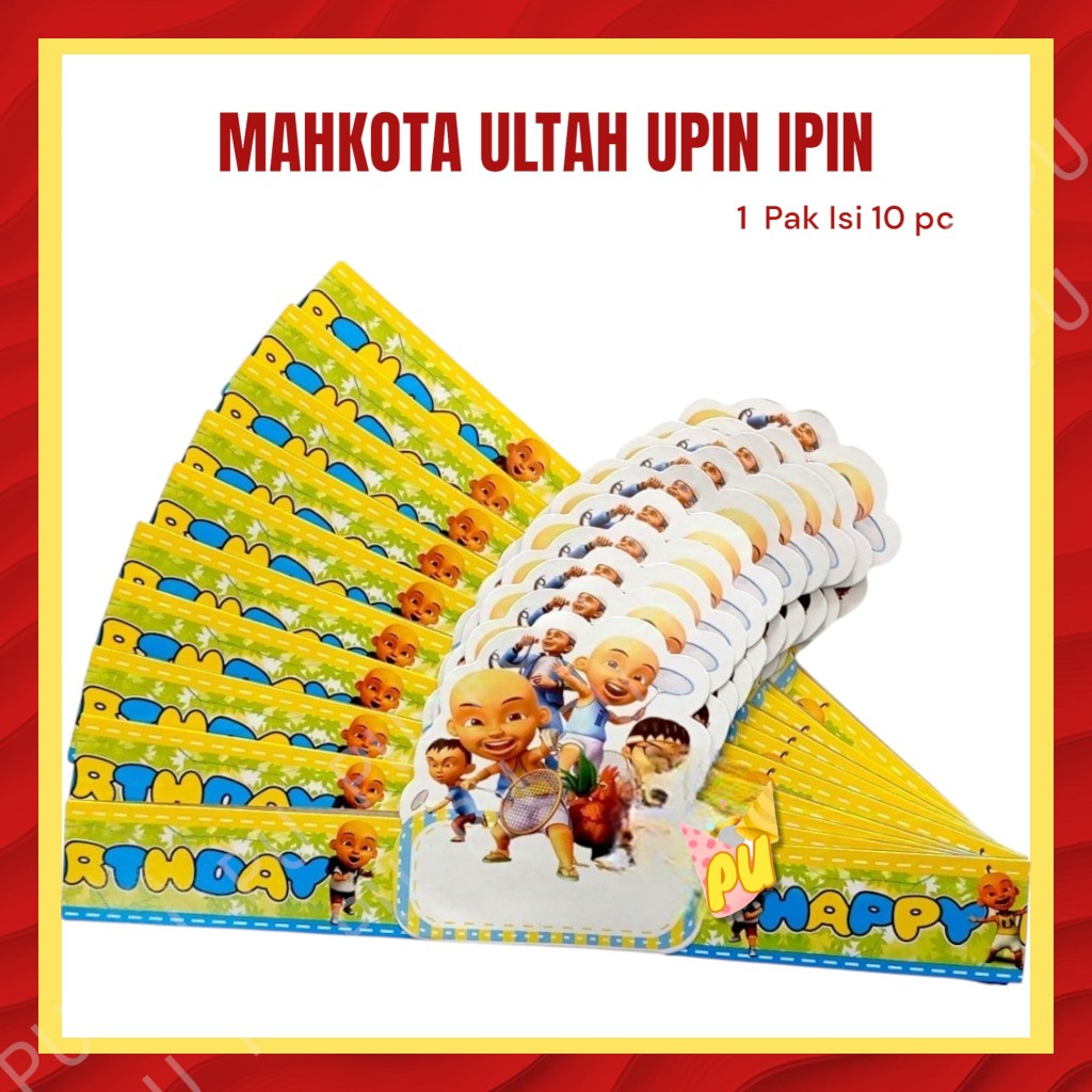 Mahkota Ulang Tahun UPIN IPIN Isi 10 / Topi Pesta Upin Ipin