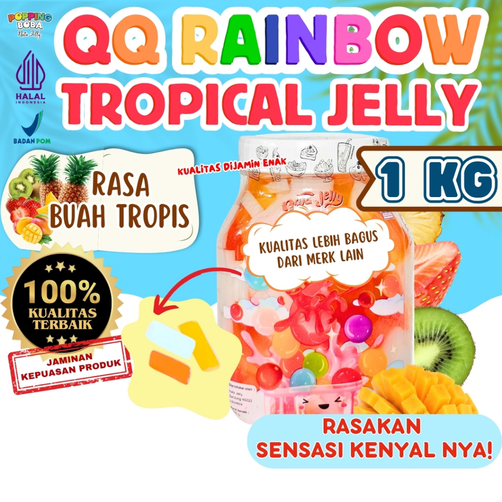 

QQRainbowJellyKonyakuToppingMinumanPerpaduan FRISIAN FLAG Susu Kental Manis - Tropical Jelly Buah Tropis 1 KG | Cocok Untuk Semua Jenis Minuman