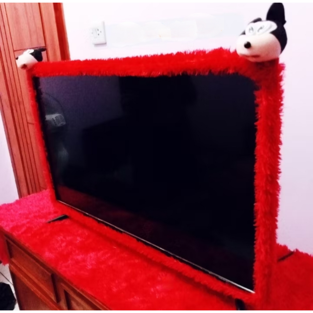 2in1 Bando TV LED Karakter 32-46 Inch+Taplak Meja Bulu / Bando TV Plus Taplak Meja TV Ukuran 46 Inch
