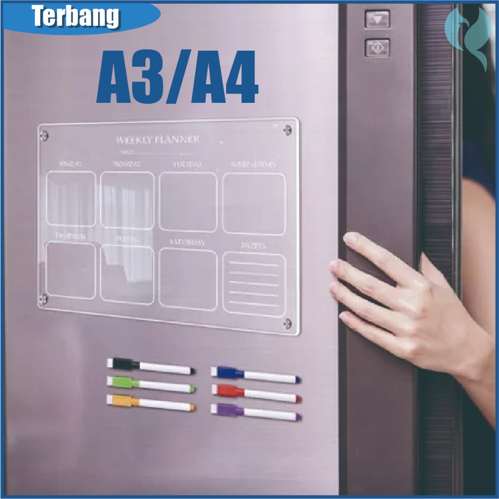 

A3/A4 Weekly Planner Magnet Kulkas Akrilik Custom Dinding Schedule Board untuk dinding kantor