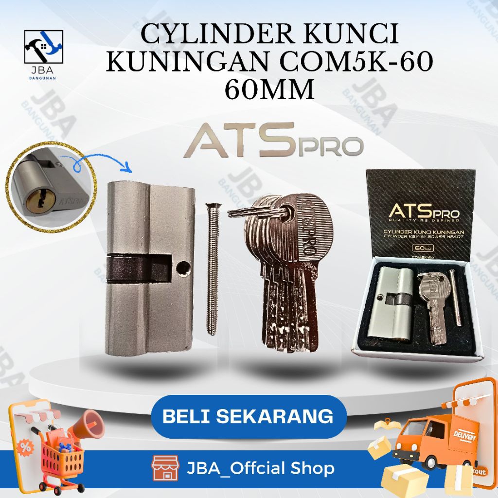 Silinder  Kunci Kuningan COM5K-60mm ATS Pro / Silinder Kunci Kuningan / Silinder Kuningan 60mm