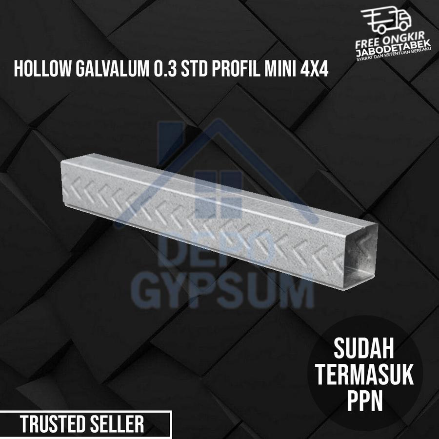 Hollow Galvalum 0.3 STD Profil Mini 4x4 | Besi Hollow Galvalum 4x4