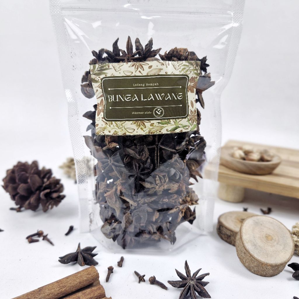 

Bunga Lawang/pekak/star anise Kering kemasan 100gr rempah tradisional nusantara