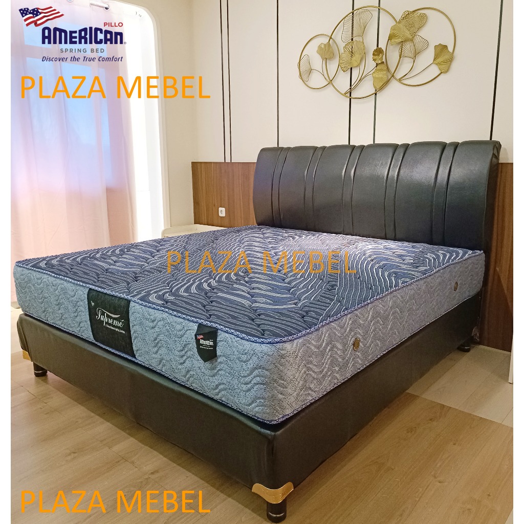 SET Kasur Springbed American Pillo Supreme Std + HB MILAN ( FULLSET )