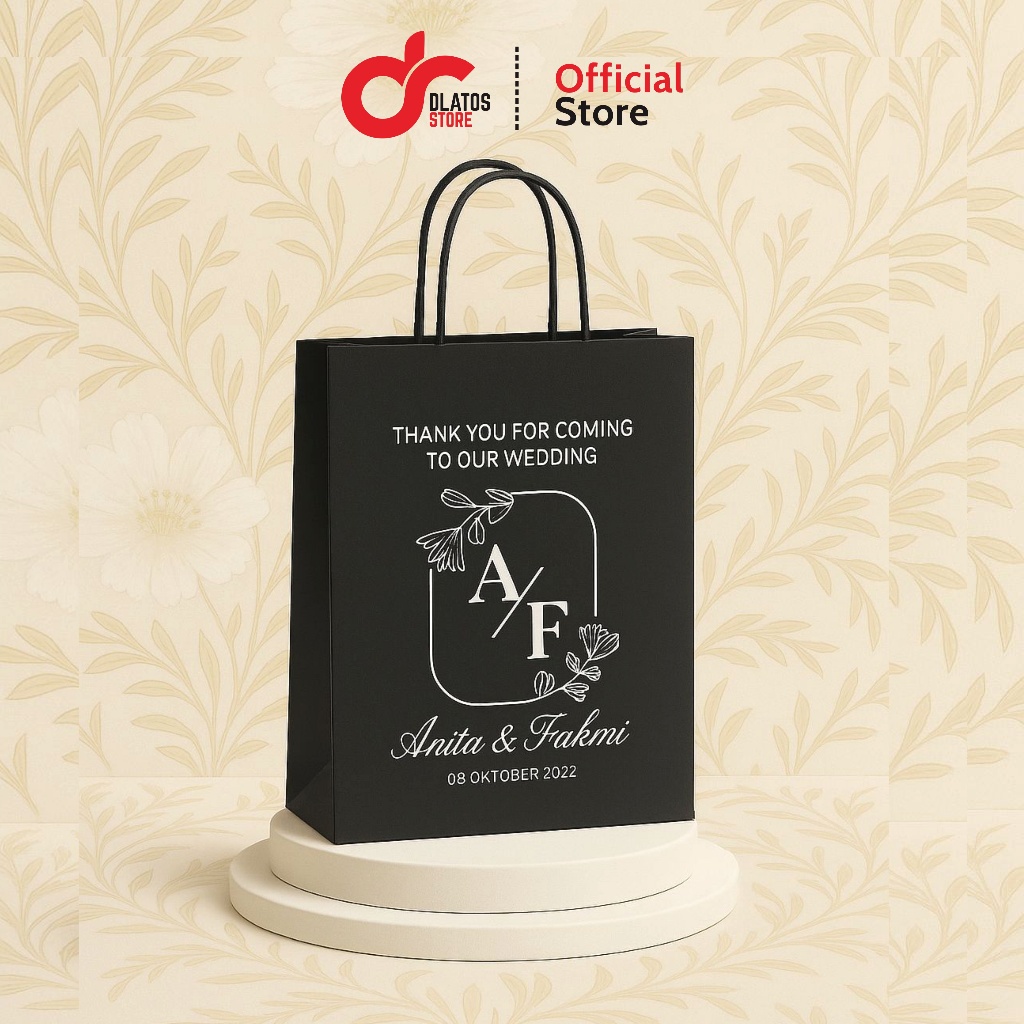 

Paperbag R6 Hitam Custom Sablon | Ukuran 25x10x20cm