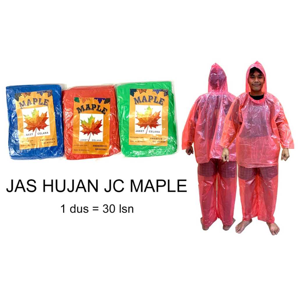 Jas Hujan Plastik Setelan Baju Celana/ Jas Hujan Plastik Setelan Celana Dewasa Pria-Wanita MAPLE