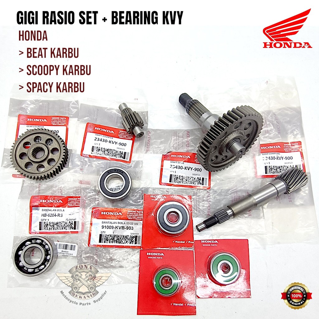 Gigi Rasio Set Plus Bearing Honda Beat Karbu Scoopy Karbu Spacy Karbu Original Gir Rasio Set KVY