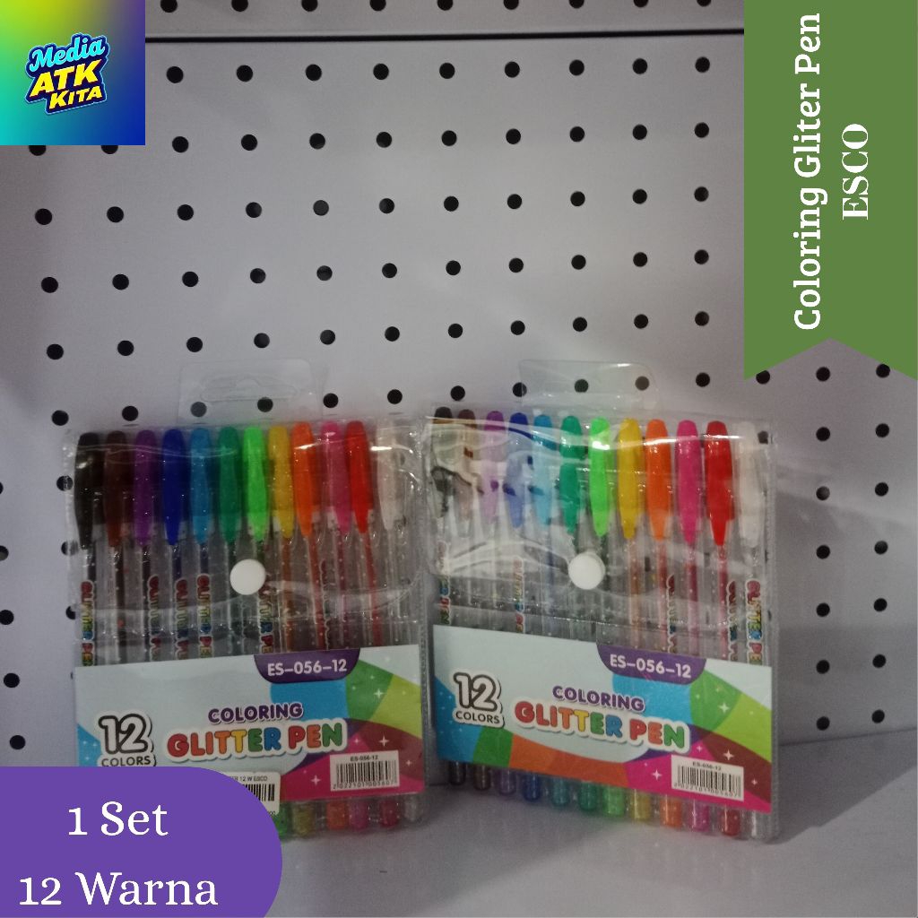 

[1 Set] ESCO Pulpen Glitter 12 Warna / Coloring Glitter Pen