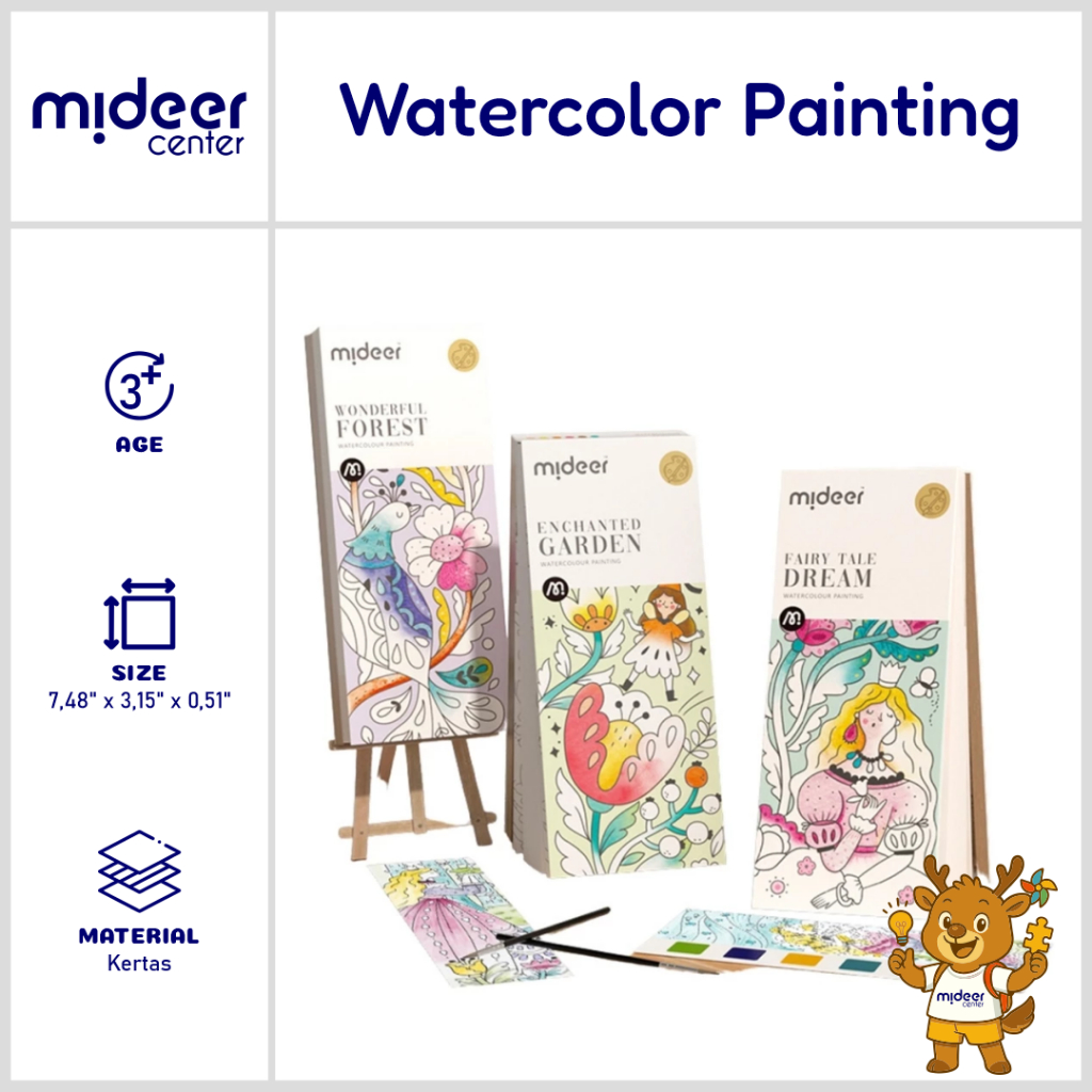 Mideer Watercolor Painting Book Magic Water Painting Buku Mewarnai Anak